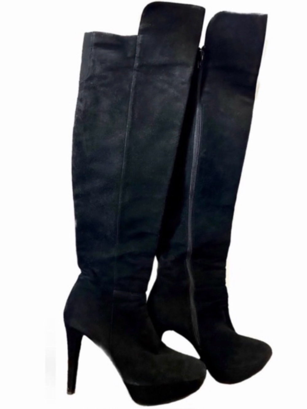 STUART WEITZMAN Hilghline Nappa Knee High Boots - Black Suede - Sz 8.5